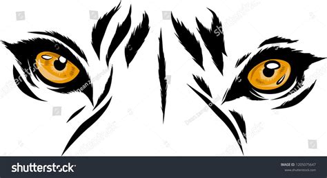 Vector Illustration Tiger Eyes Mascot Graphic In White Backgroundtiger