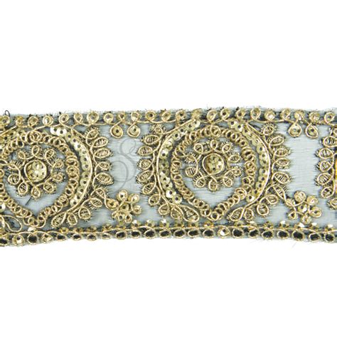 Metallic Indian Trim With Sequins Pale Gold Shine Trimmings And Fabrics