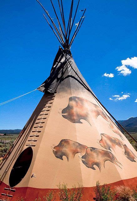 This Is A Teepee Made Of Buffalo Hide And Has Buffalo Painted On It