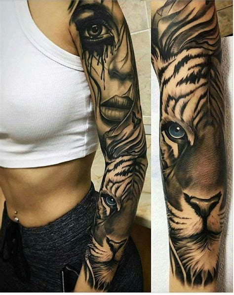 Other parts where you can get your tiger tattoo are your neck, nape, leg, feet, back, upper chest, and rib cage. Tiger tattoo sleeve #animal_tattoo_sleeve (med bilder ...