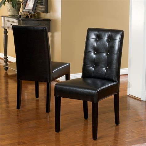 Button Tufted Black Bonded Leather Dining Chairs Set Of 2 Nh496732