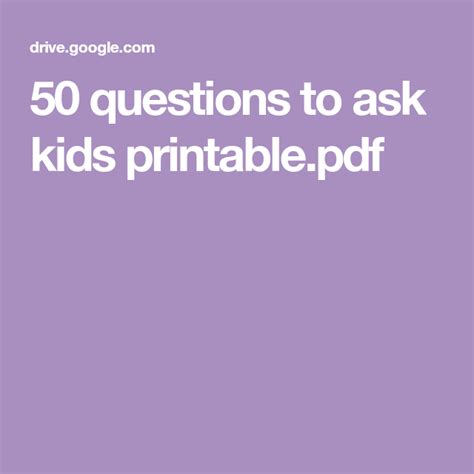 50 Questions To Ask Kids Printablepdf