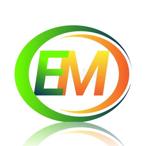 Initial Letter Logo Em Company Name Green And Orange Color On Circle