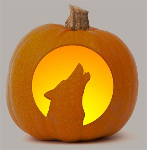 Printable Pumpkin Stencil For Carving Howling Wolf Silhouette Fun