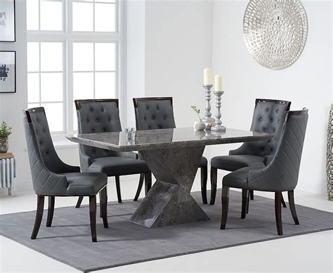 Great savings & free delivery / collection on many items. Grey marble dining table and 6 chairs set - Homegenies