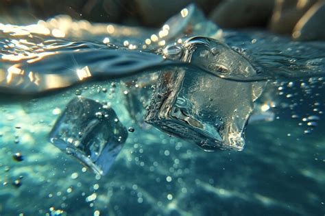 Premium Photo Ice Cubes With Bubbles Underwater