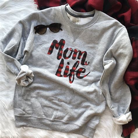 Plaid Mom Life • Sweatshirt Mom Life Clothes Mom Sweatshirt Sweatshirts