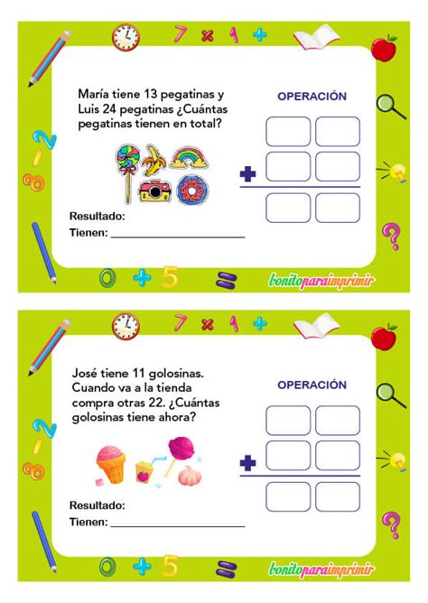 Problemas De Matemáticas Para Niños Bonito Para Imprimir