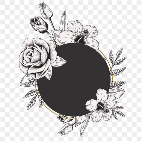 White Floral Pattern On A Black Premium Png Sticker Rawpixel