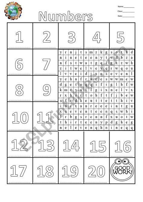 Numbers 1 20 Esl Worksheet By Freddy