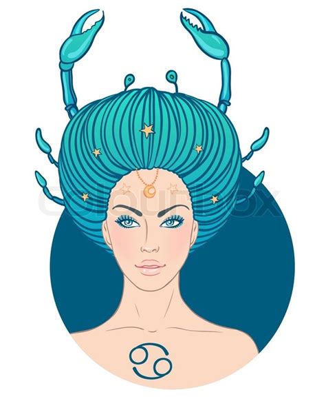 Illustration Of Cancer Zodiac Sign As A Beautiful Girl Vector