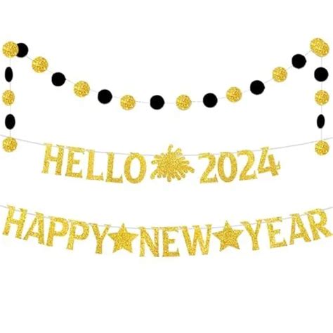 Happy New Year Banner Hello 2024 New Years Eve Party Supplies 2024