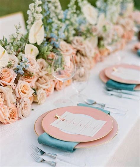 Prettiest Spring Wedding Ideas 2020 Peach And Blue Wedding Table