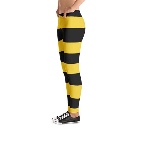 Bumble Bee Black Yellow Stripe Pattern Leggings Halloween Etsy