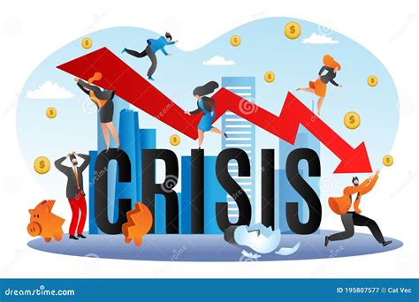 World Financial Crisis Economic Fall Vector Illustration Going Down