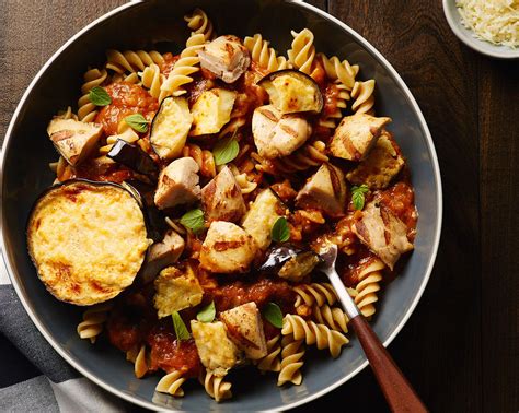 Grilled Chicken Eggplant Over Rotini With Spicy Peppers Chicken Ca