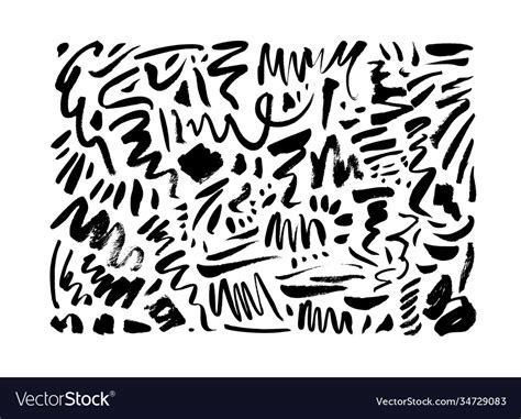 Doodle Wavy Brush Strokes Hand Drawn Collection Vector Image