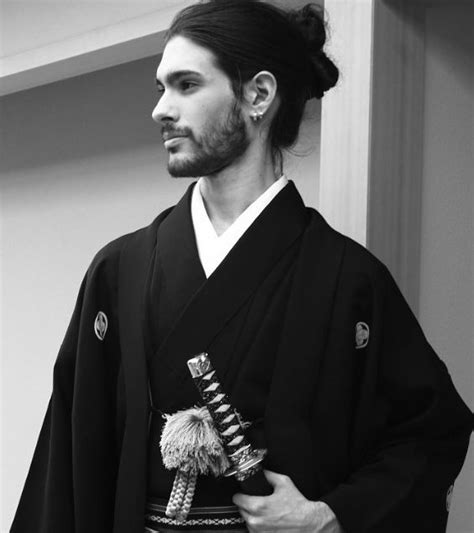 A Photograph Of A White Samurai Male With A Cool Chonmage Hairstyle