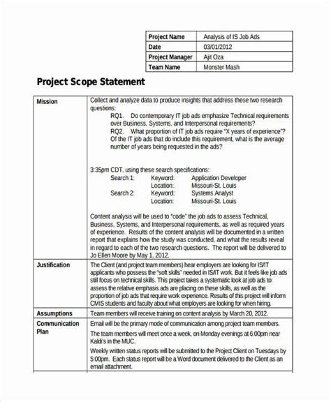 Project Scope Statement Template Unique 7 Scope Statement Examples