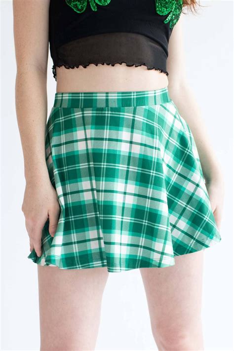 Green Plaid Skater Skirt