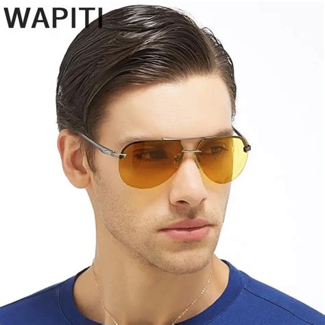 Wapiti Men Pilot Polaroid Lens Night Vision Glasses Aluminum Magnesium Sunglass Brand New Design