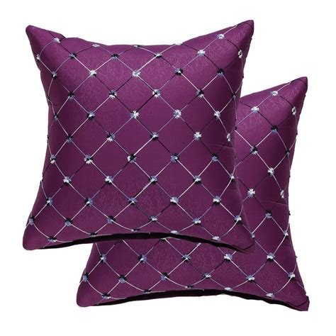 Piccocasa Modern Polyester 2 Piece Decorative Throw Pillow Cover 18 X 18 Purple