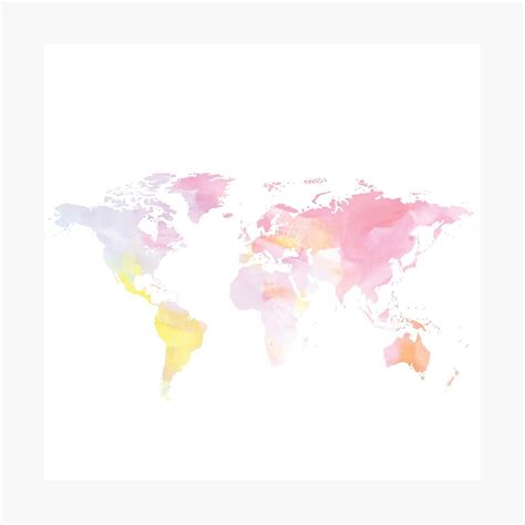 Map Of World Pastel Watercolor Photographic Print By Divinefemme