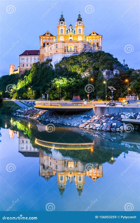 Melk Abbey German Stift Melk Reflected In The Water Of Danube River