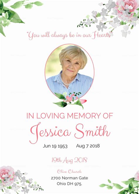 Funeral Invitation Template Free Download Printable Templates