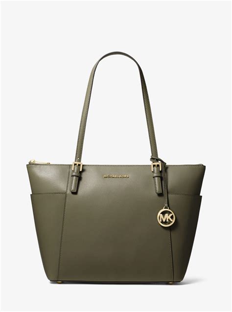 Michael Michael Kors Jet Set Large Saffiano Leather Top Zip Tote Bag In Green Lyst