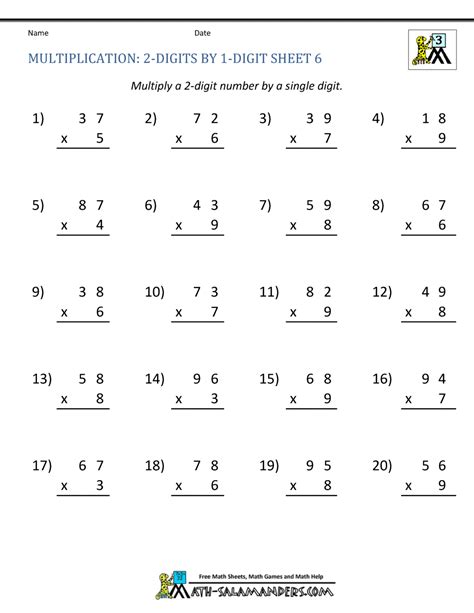 This resource will not only enrich your kid's math skills, but will eliminate every math stress faced by most kids. Multiplication Practice Worksheets Grade 3