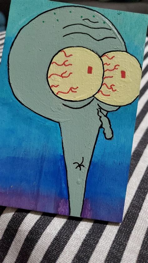 Squidward Shocked Face Acrylic Painting Etsy Canada