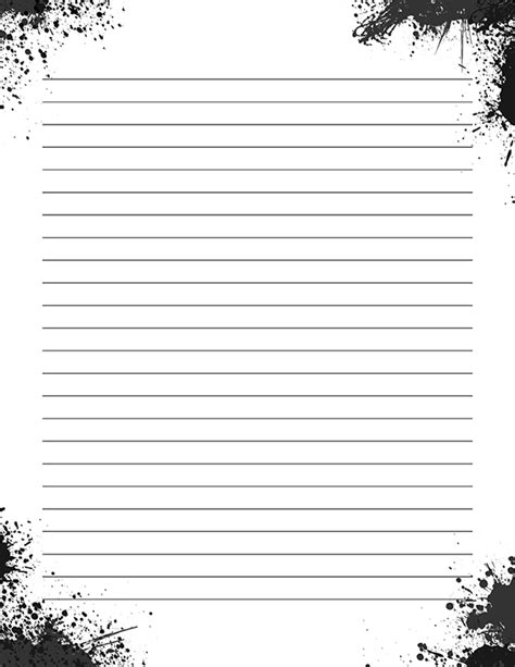 Free Printable Black And White Paint Splatter Stationery In  And Pdf