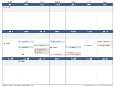 2 Week Schedule Template Free Image Calendar Template 2022
