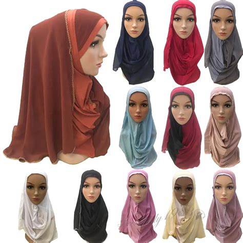One Piece Muslim Women Ai Amira Scarf Hijab Headscarf Wrap Islamic Shawl Full Cover Ramadan