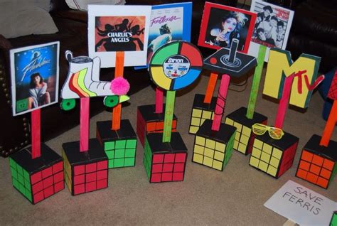 Some other party themes for adults to try include rock and roll, casino, movie night, or mustache party. 80's centerpieces | 80s theme party, 80s party decorations ...