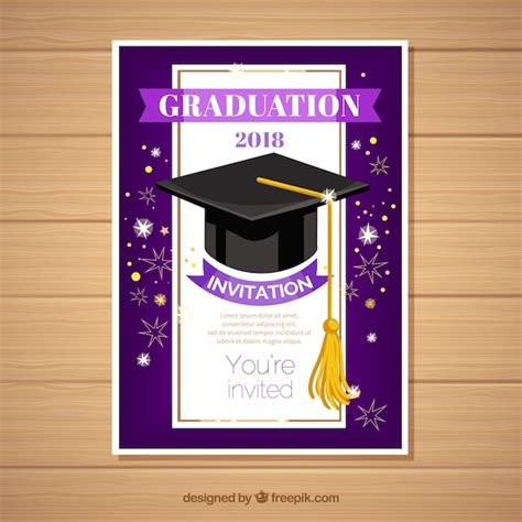 Plantilla De Invitacion De Graduacion En Estilo Realista Vector Gratis
