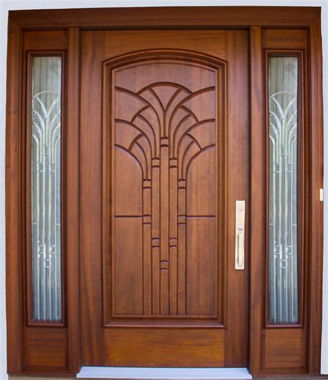 Designer Series Front Door With Decorative Side Glass Panels In