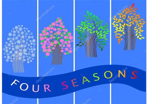 Four Seasons Banners Trees Vector — Stock Vector © Lucky777 4184562