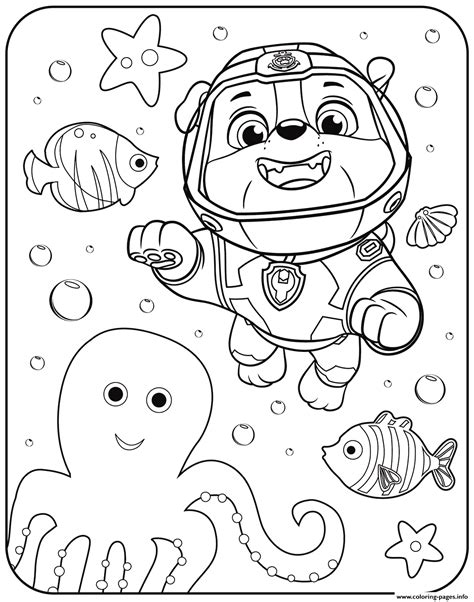 View and print the full version. PAW Patrol Rubble Underwater Coloring Pages Printable
