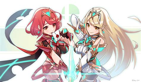 Pyra Mythra And Mythra Xenoblade Chronicles And 2 More Drawn By Hey