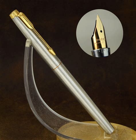 Vintage Parker 75 Flighter Chrome Fountain Pen With 14k Gold Xf Nib
