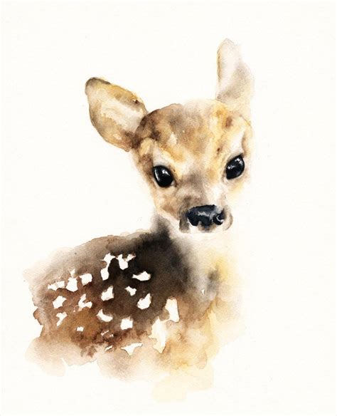Fawn Aquarel Print Etsy Nederland Watercolor Paintings Of Animals