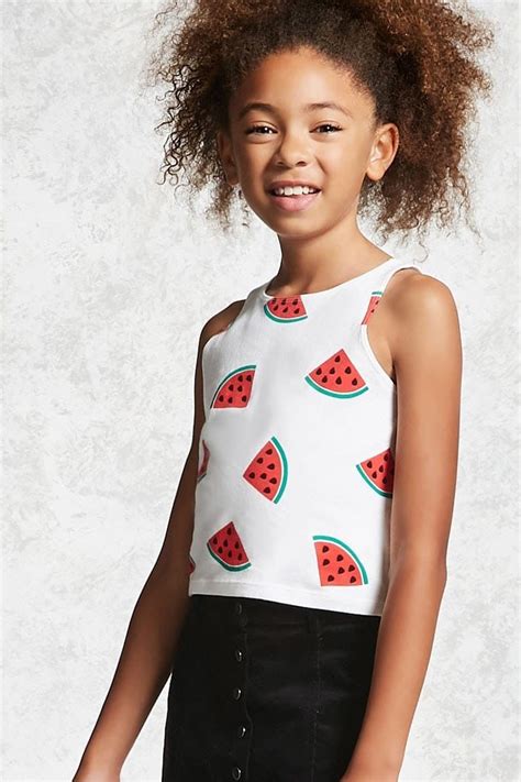 Forever 21 Girls A Knit Tank Top Featuring An Allover Watermelon