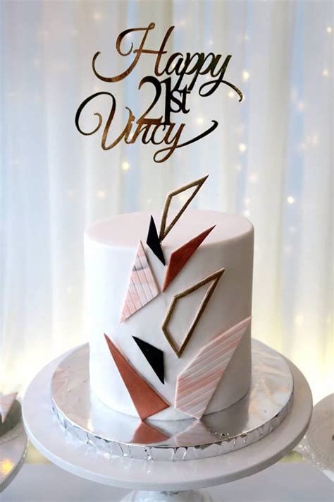 This champagne and strawberries cake recipe is so flavorful and moist! Kara's Party Ideas Modern Geometric 21st Birthday Party ...
