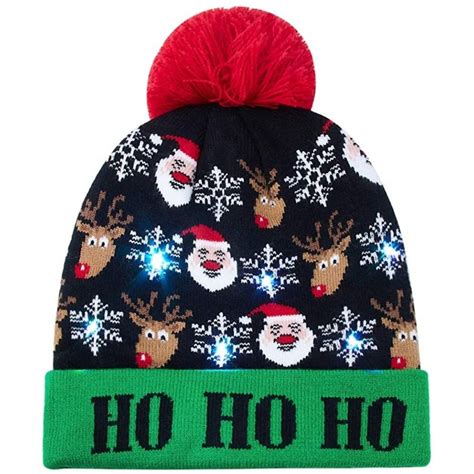 Unisex Led Light Up Ugly Christmas Hat Beanies Knitted Xmas Party Cap