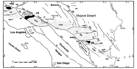 Geologic Map Of Southern California Showing Locations Of Selected