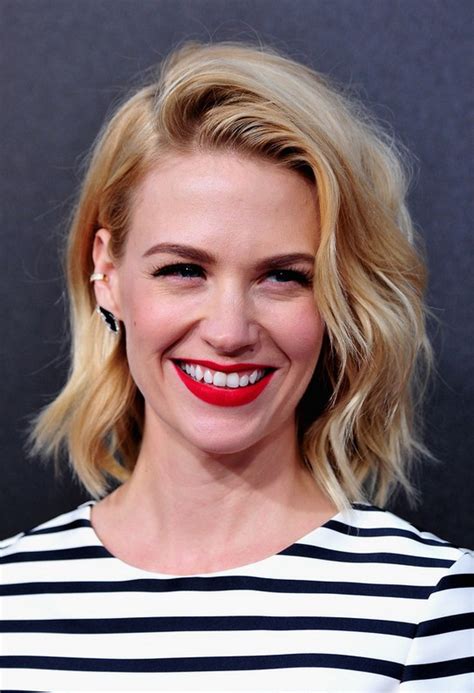 celebrity january jones latest medium bob hairstyle with waves styles weekly