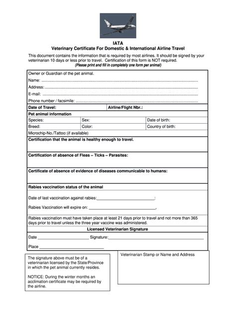 Veterinary Certificate Fill Online Printable Fillable Blank Certificate Of Veterinary