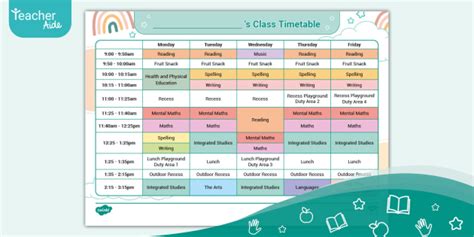 Teacher Aide Editable Timetable Teacher Made